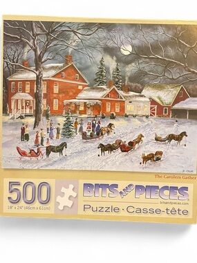 Bits and Pieces The Carolers Gather Bob Fair Winter Village 500 Piece Puzzle
